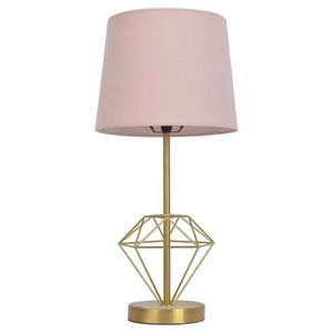 Gold target lamp with light pink lamp shade